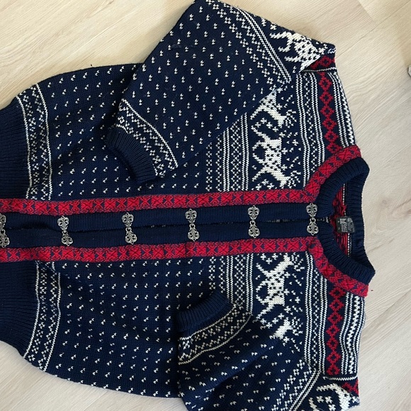 DALE of norway virigin wool sweater womens size XXL loose weave navy winter - Picture 6 of 14